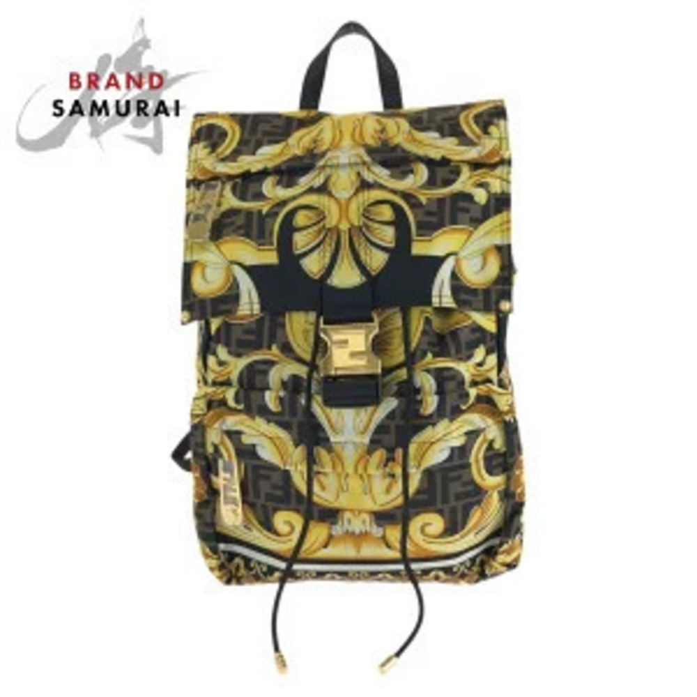 Fendi Versace backpack black brown yellow